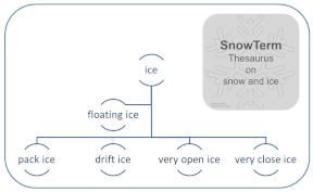 Example of hyeraricacal structure for the term "ice" in the thesaurus "SnowTerm" for the Cryosphere