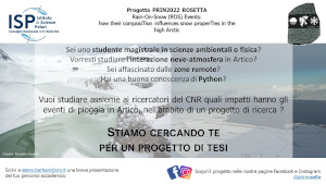 Proposta di TESI - Progetto PRIN2022 ROSETTA Rain-On-Snow (ROS) Events: how their composiTion influences snow properTies in the high Arctic